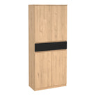 Naia Shoe Cabinet With 4 Doors 1 Drawer In Jackson Hickory Oak And Black - Price Crash Furniture