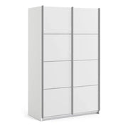 Verona Sliding Wardrobe 120cm in White with White Doors with 2 Shelves