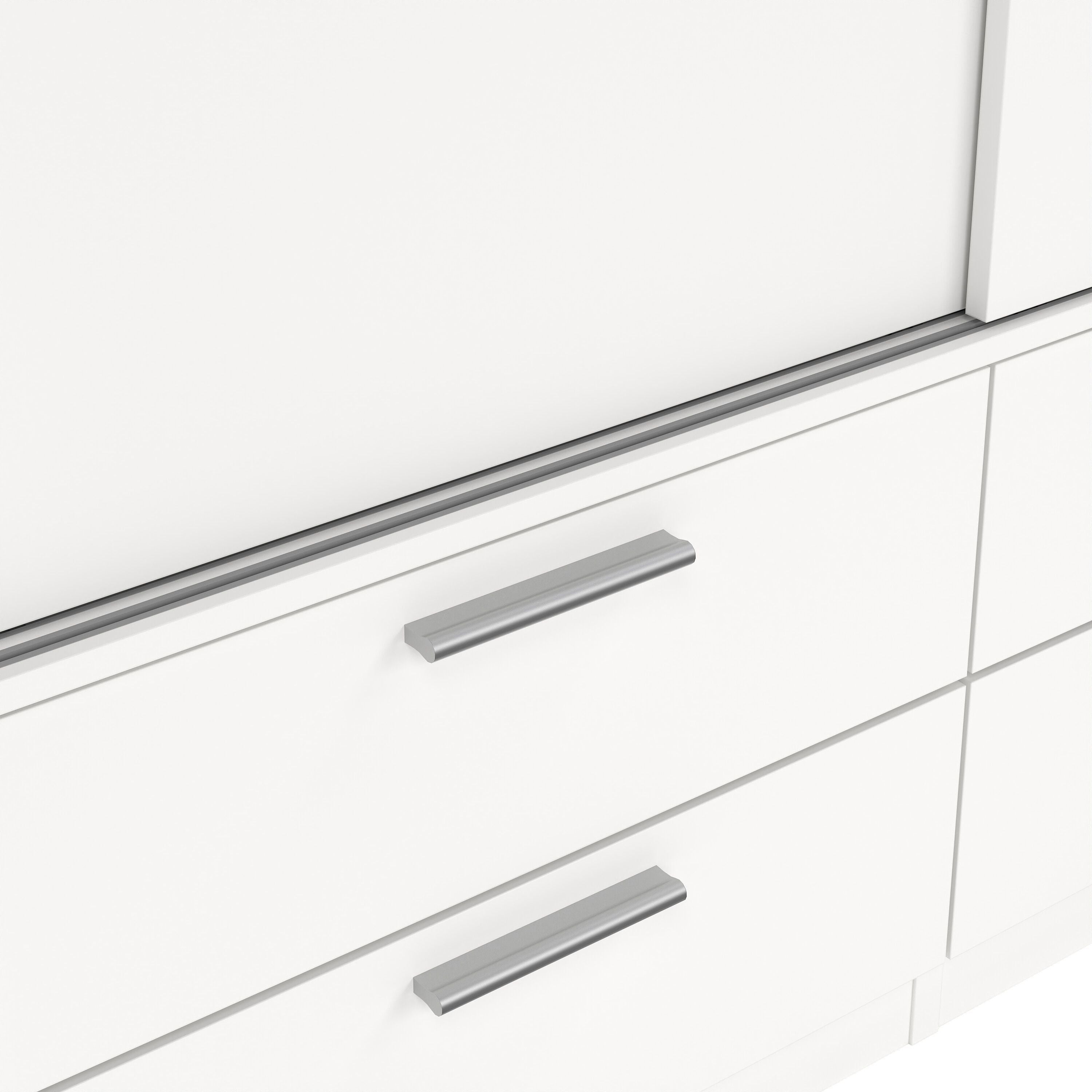 Line Wardrobe With 2 Sliding Doors And 4 Drawers In White