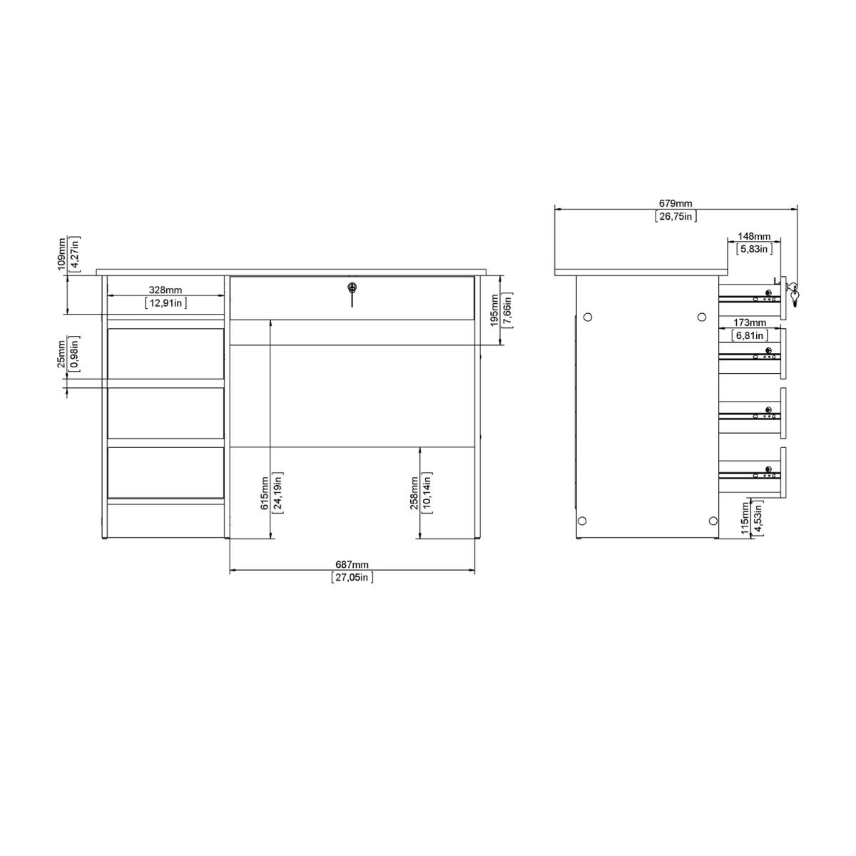Function Plus Desk With 4 Drawers In Cashmere