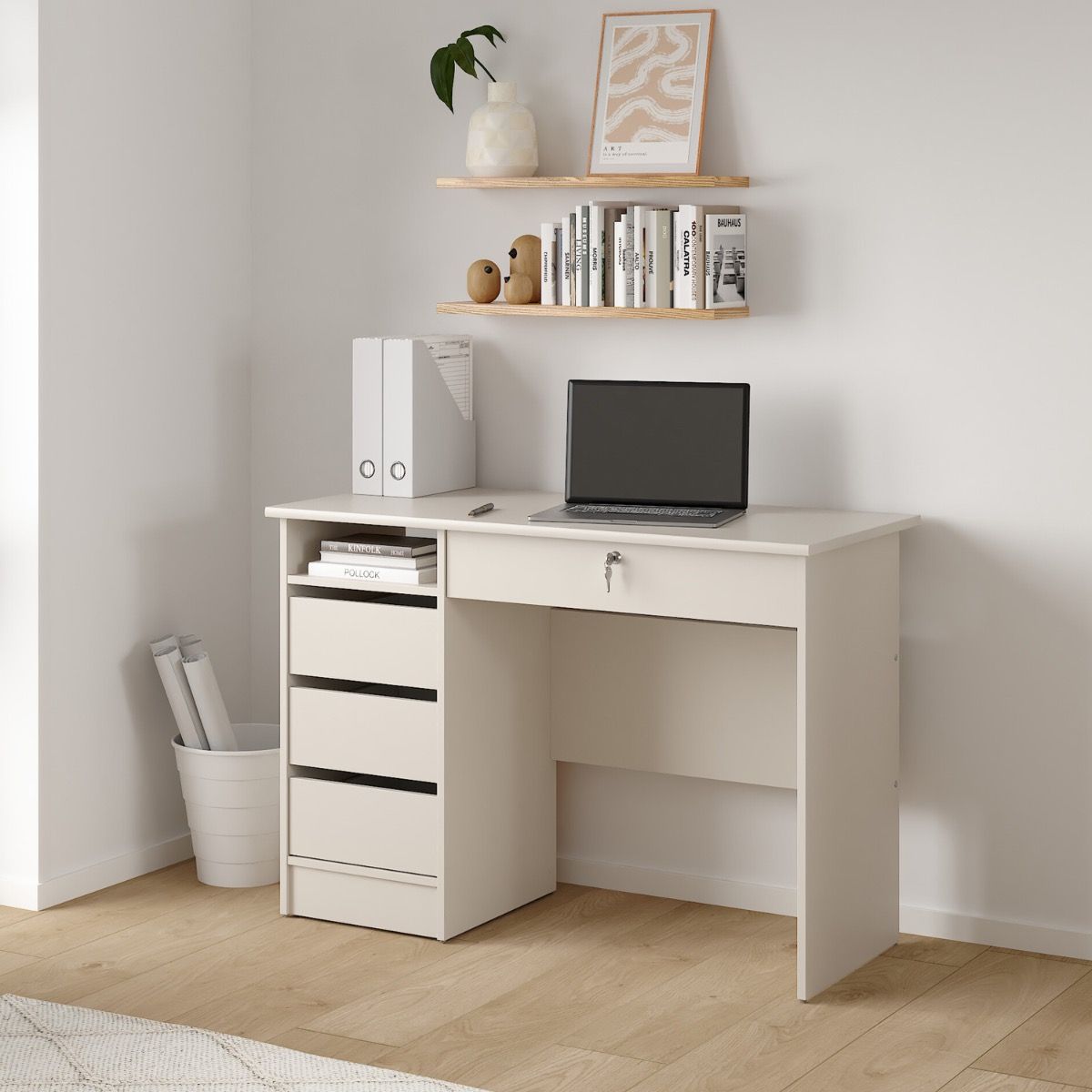 Function Plus Desk With 4 Drawers In Cashmere
