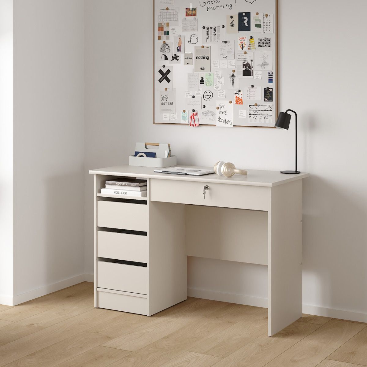 Function Plus Desk With 4 Drawers In Cashmere