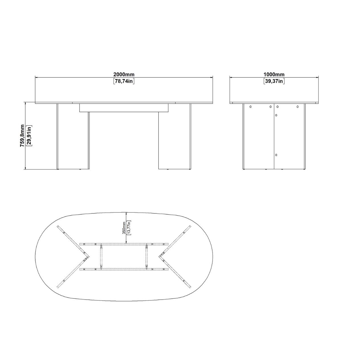 Family Dining table 100x200cm In White