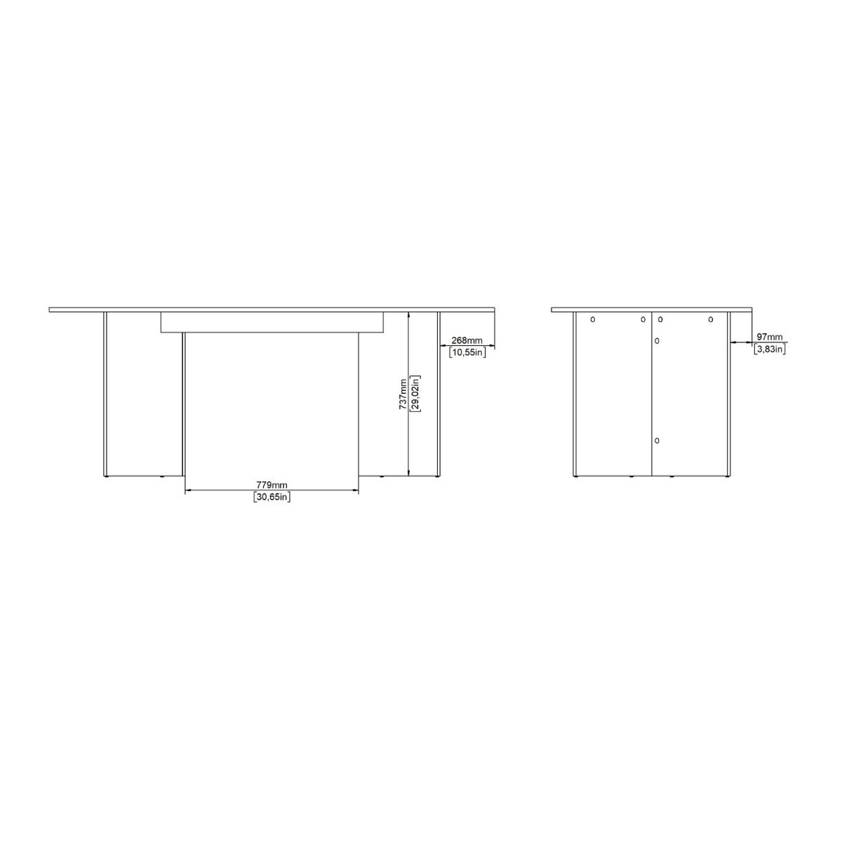 Family Dining Table 90x200cm In White