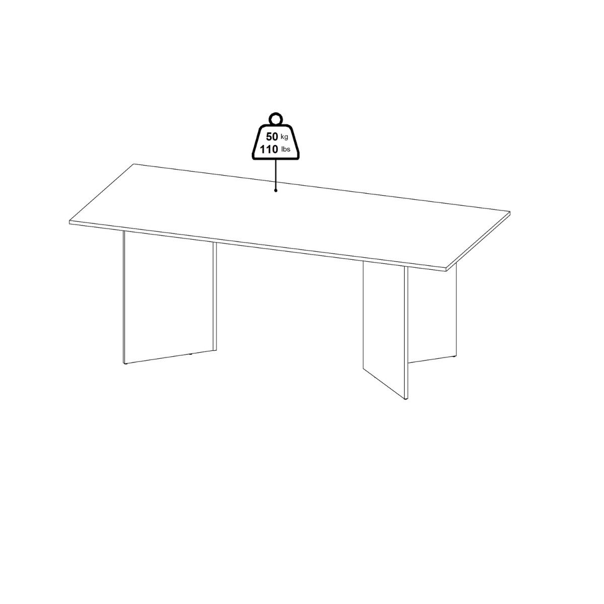 Family Dining Table 90x200cm In White