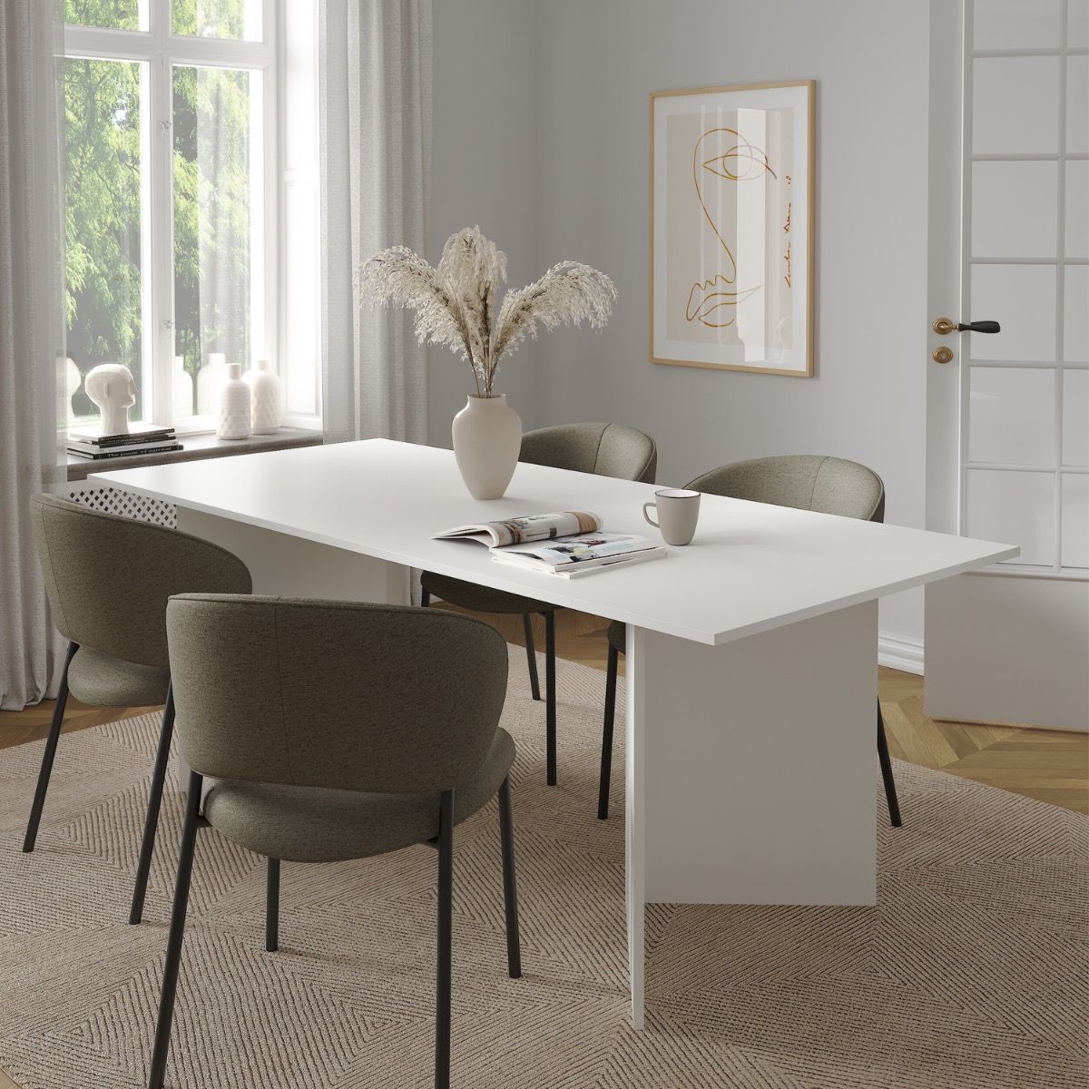 Family Dining Table 90x200cm In White
