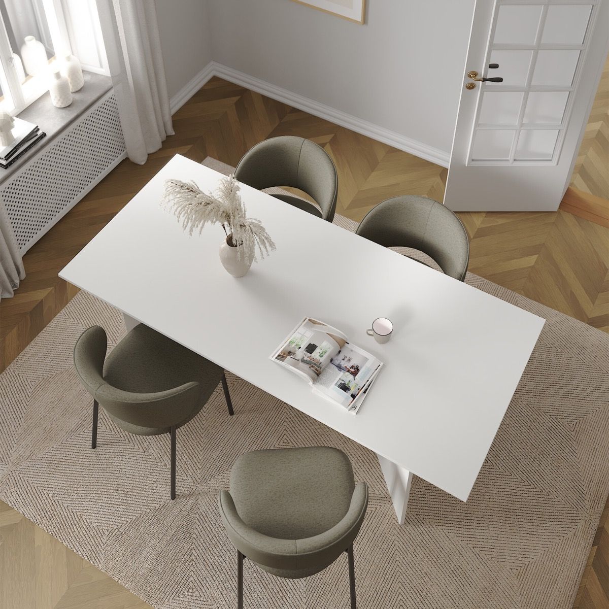 Family Dining Table 90x200cm In White
