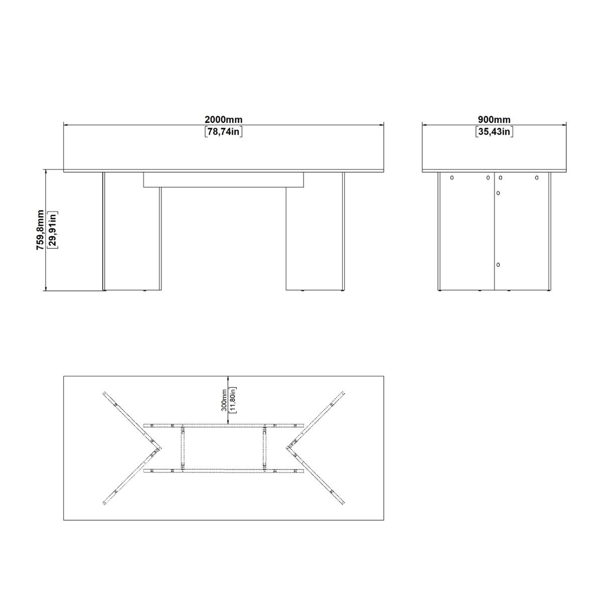 Family Dining table 90x200cm In Cashmere