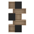 Maze Asymmetrical Bookcase With 3 Doors In Oak And Black - Price Crash Furniture