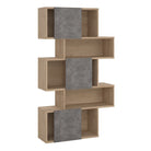 Maze Asymmetrical Bookcase 3 Doors In Oak And Concrete - Price Crash Furniture