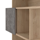 Maze Asymmetrical Bookcase 3 Doors In Oak And Concrete - Price Crash Furniture