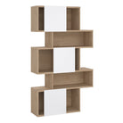 Maze Asymmetrical Bookcase 3 Doors Oak & White High Gloss - Price Crash Furniture