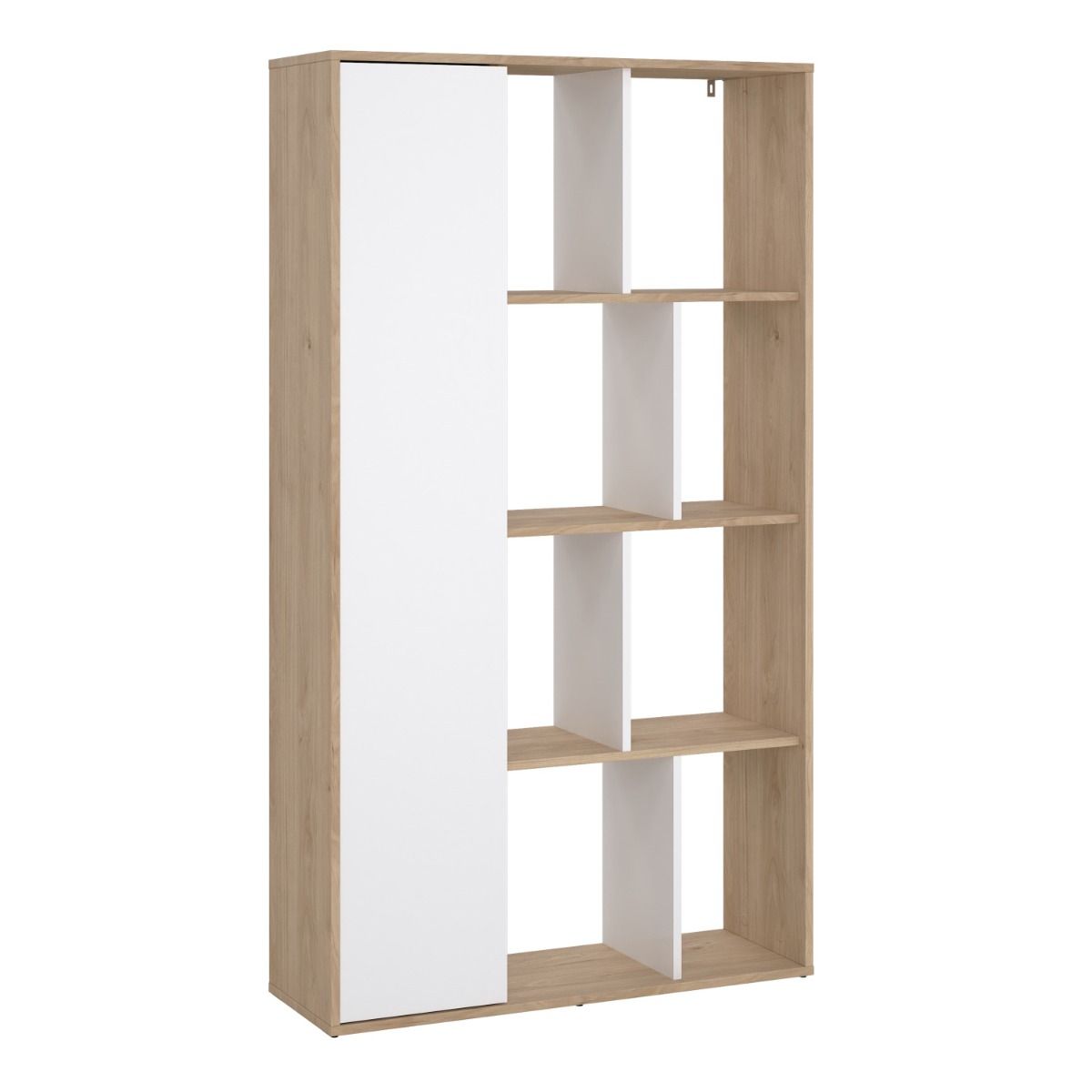 Maze Bookcase With 1 Door In Oak And White High Gloss - Price Crash Furniture