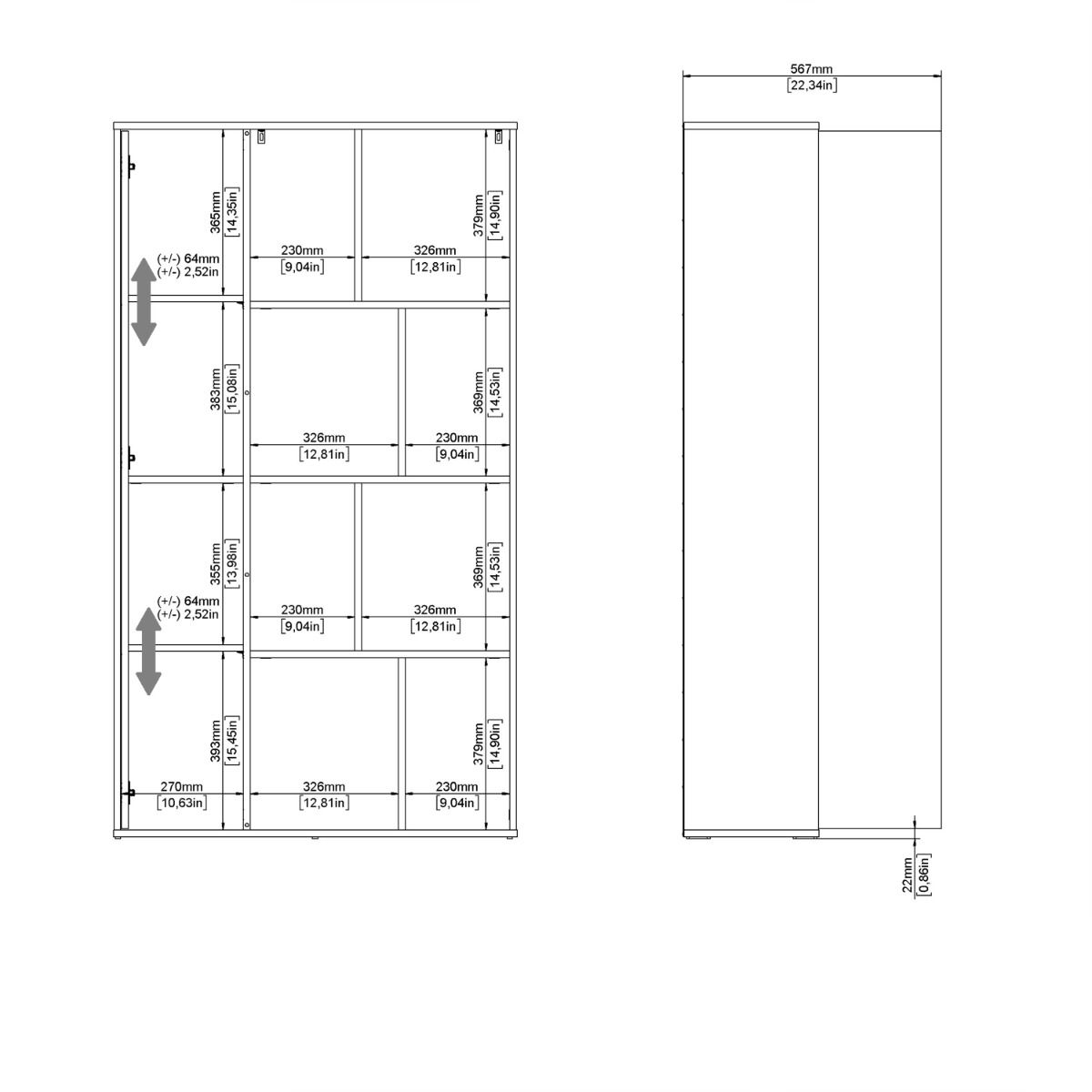 Maze Bookcase With 1 Door In Oak And White High Gloss - Price Crash Furniture