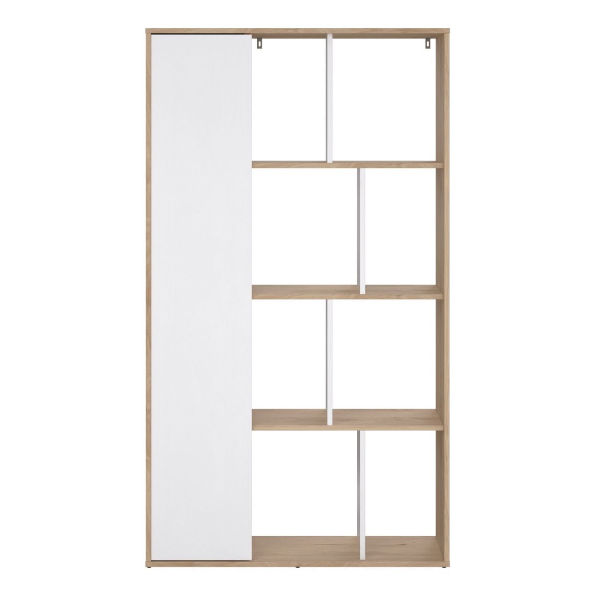 Maze Bookcase With 1 Door In Oak And White High Gloss - Price Crash Furniture