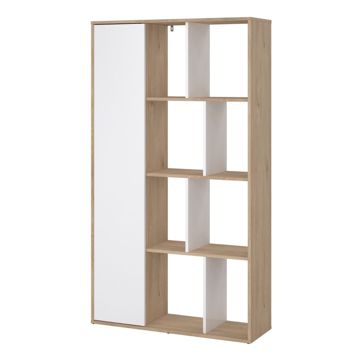 Maze Bookcase With 1 Door In Oak And White High Gloss - Price Crash Furniture