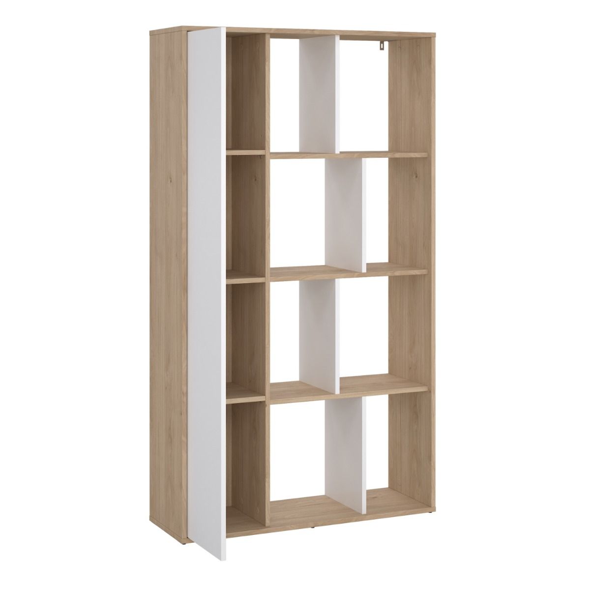 Maze Bookcase With 1 Door In Oak And White High Gloss - Price Crash Furniture