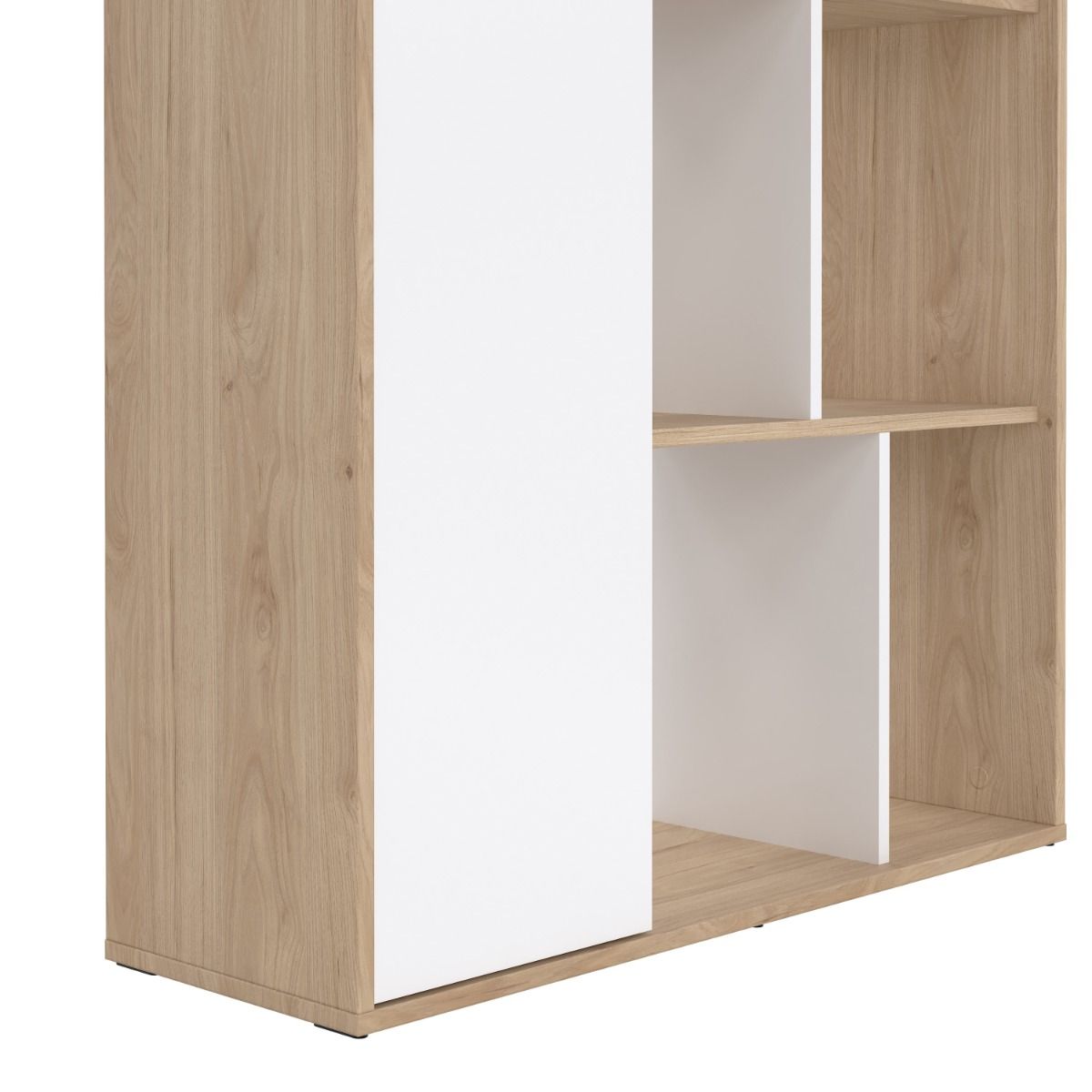 Maze Bookcase With 1 Door In Oak And White High Gloss - Price Crash Furniture