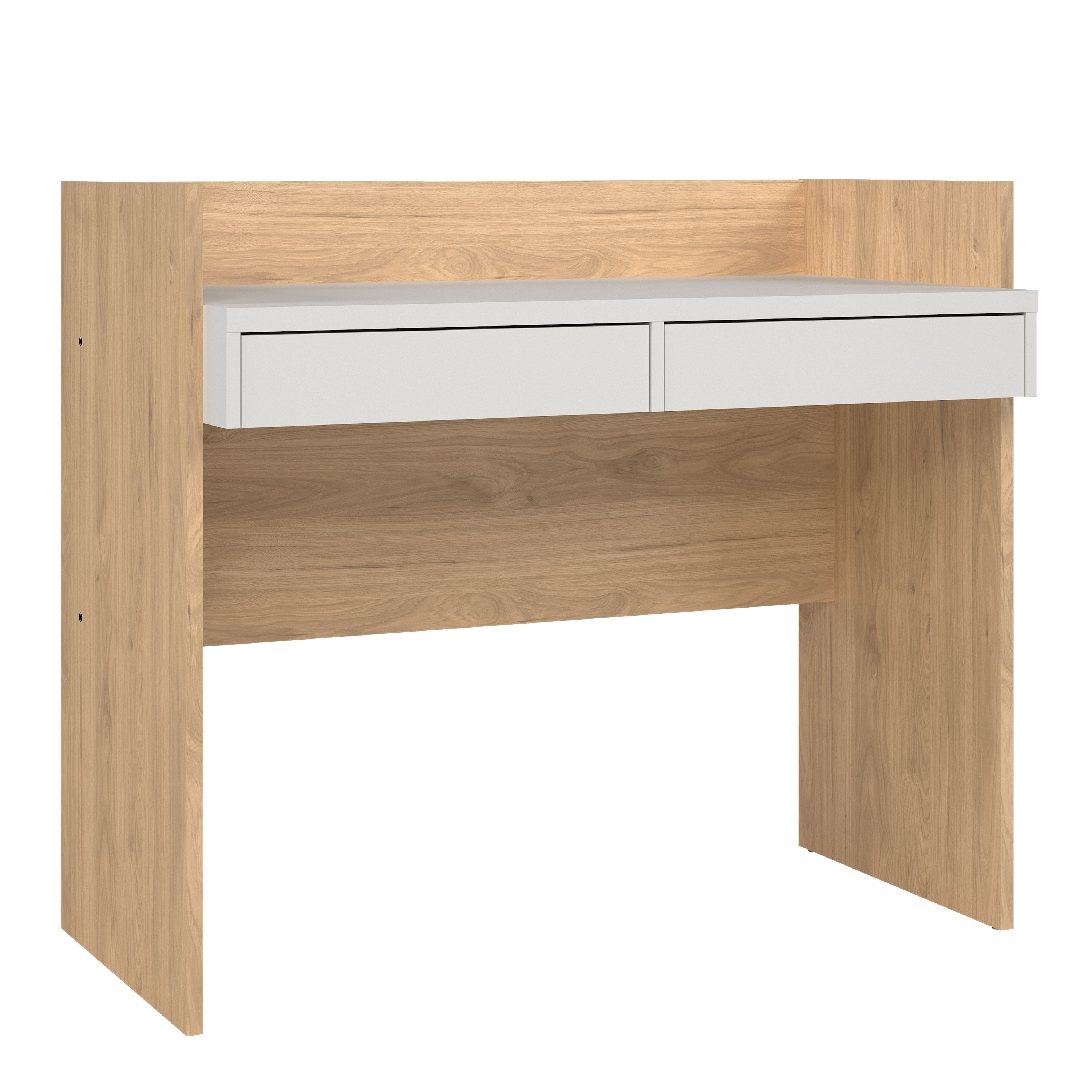 Function Plus Desk 2 Drawers In Jackson Hickory and White - Price Crash Furniture