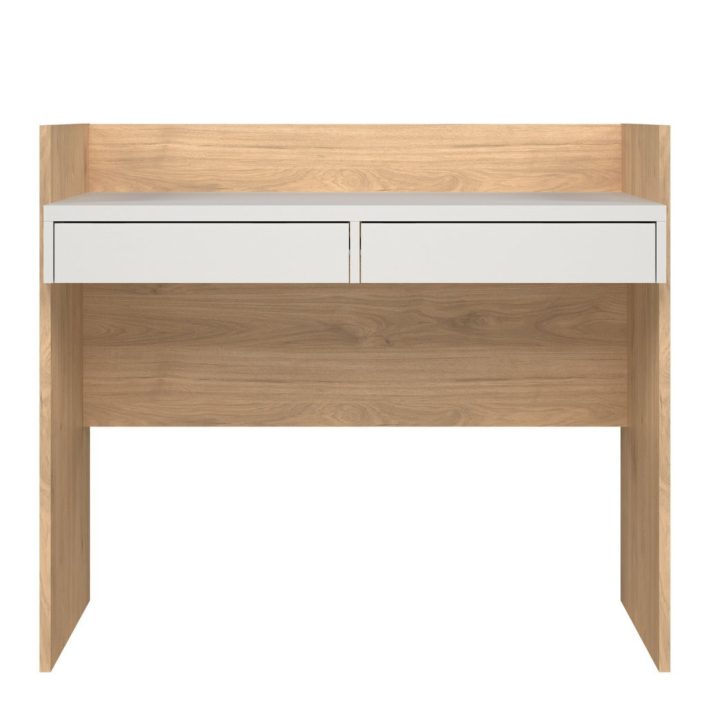 Function Plus Desk 2 Drawers In Jackson Hickory and White - Price Crash Furniture