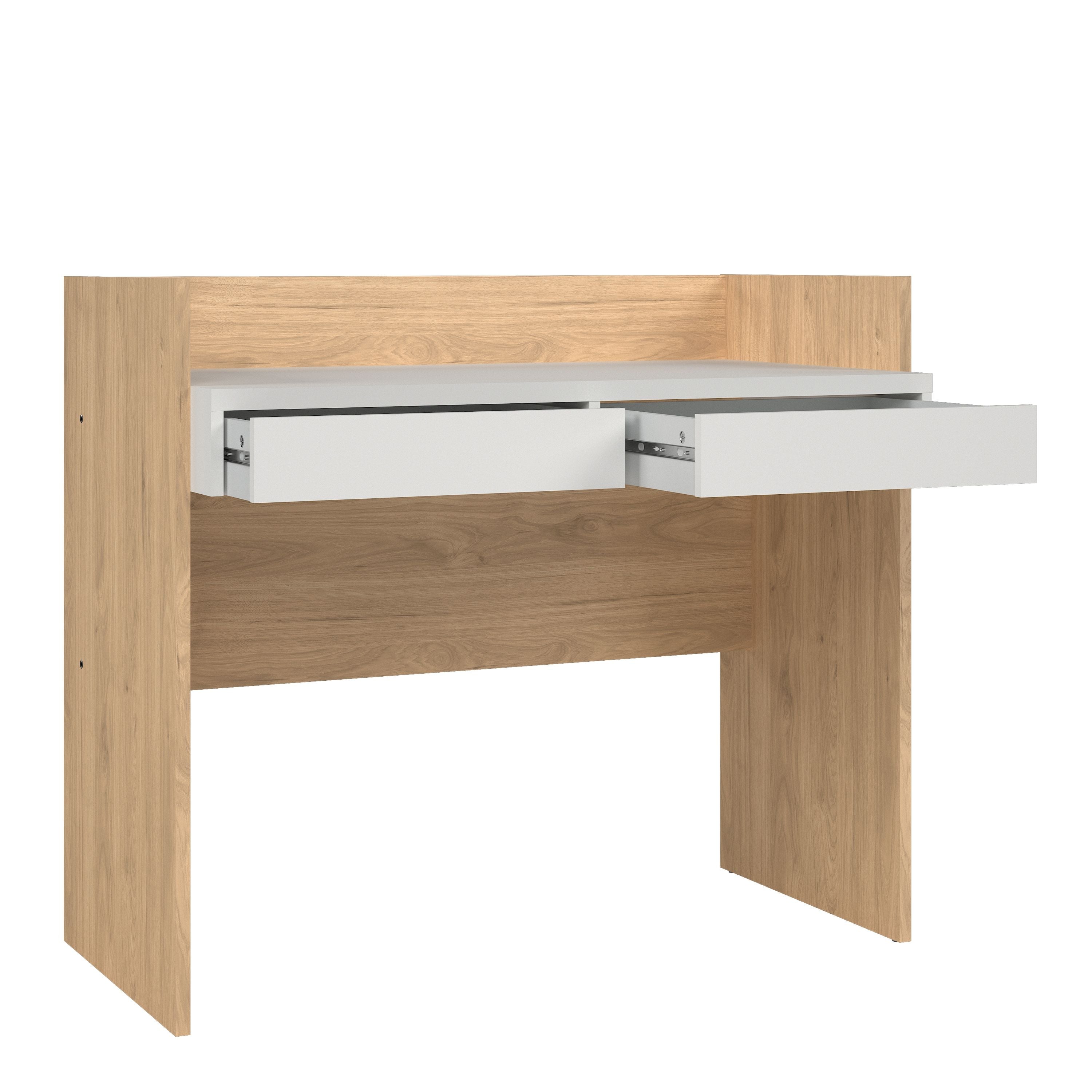 Function Plus Desk 2 Drawers In Jackson Hickory and White - Price Crash Furniture