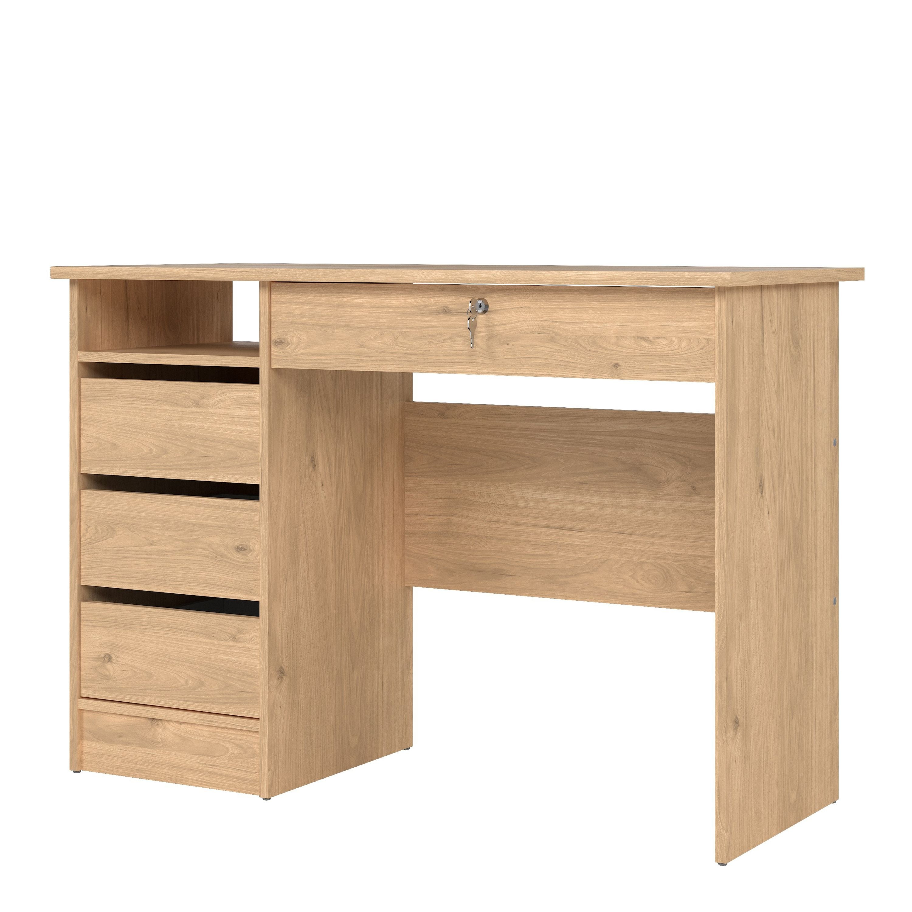 Function Plus 4 Drawer Desk Handle free Drawer in Jackson Hickory Oak - Price Crash Furniture