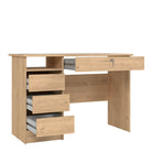 Function Plus 4 Drawer Desk Handle free Drawer in Jackson Hickory Oak - Price Crash Furniture