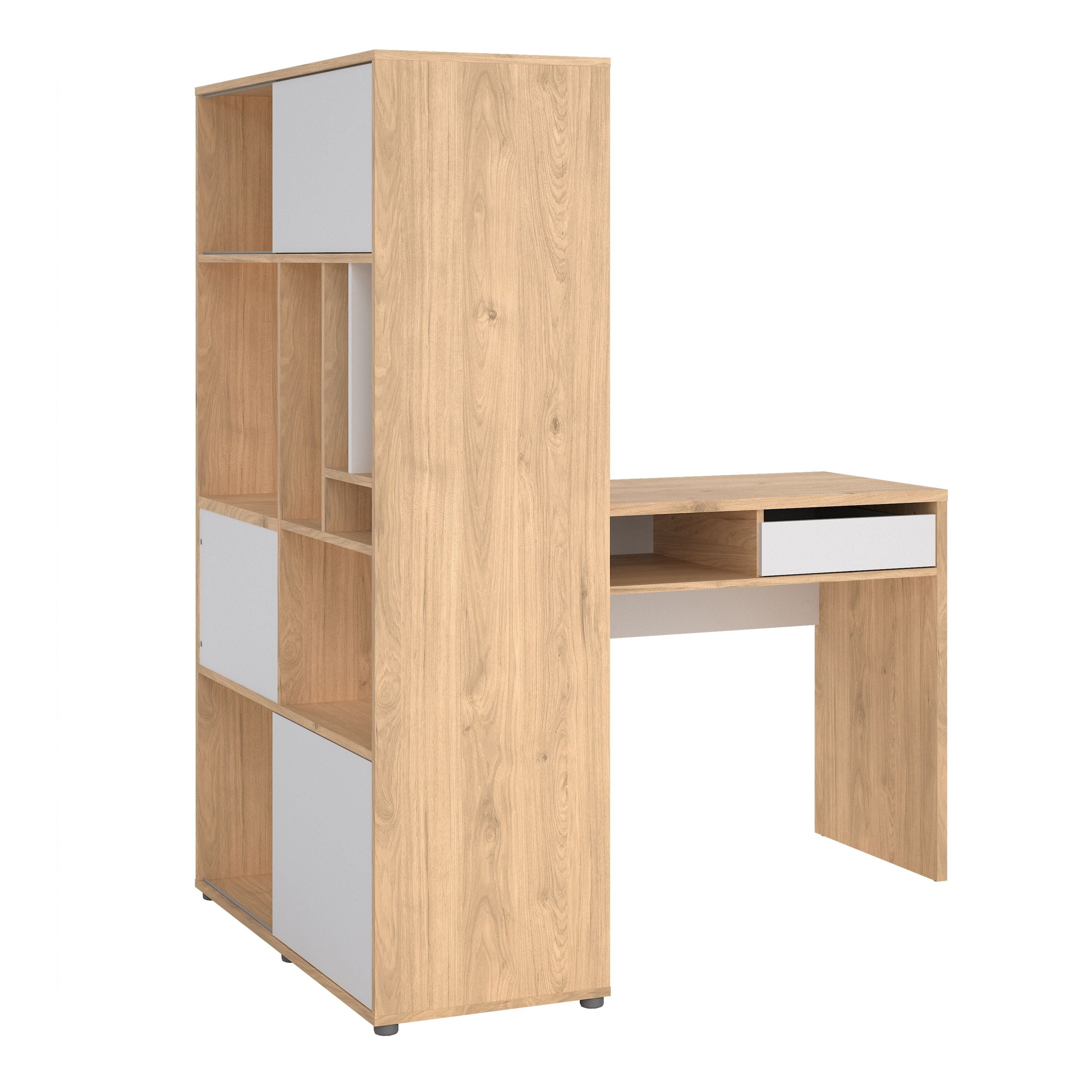 Function Plus Corner Desk With Bookcase Jackson Hickory/White - Price Crash Furniture