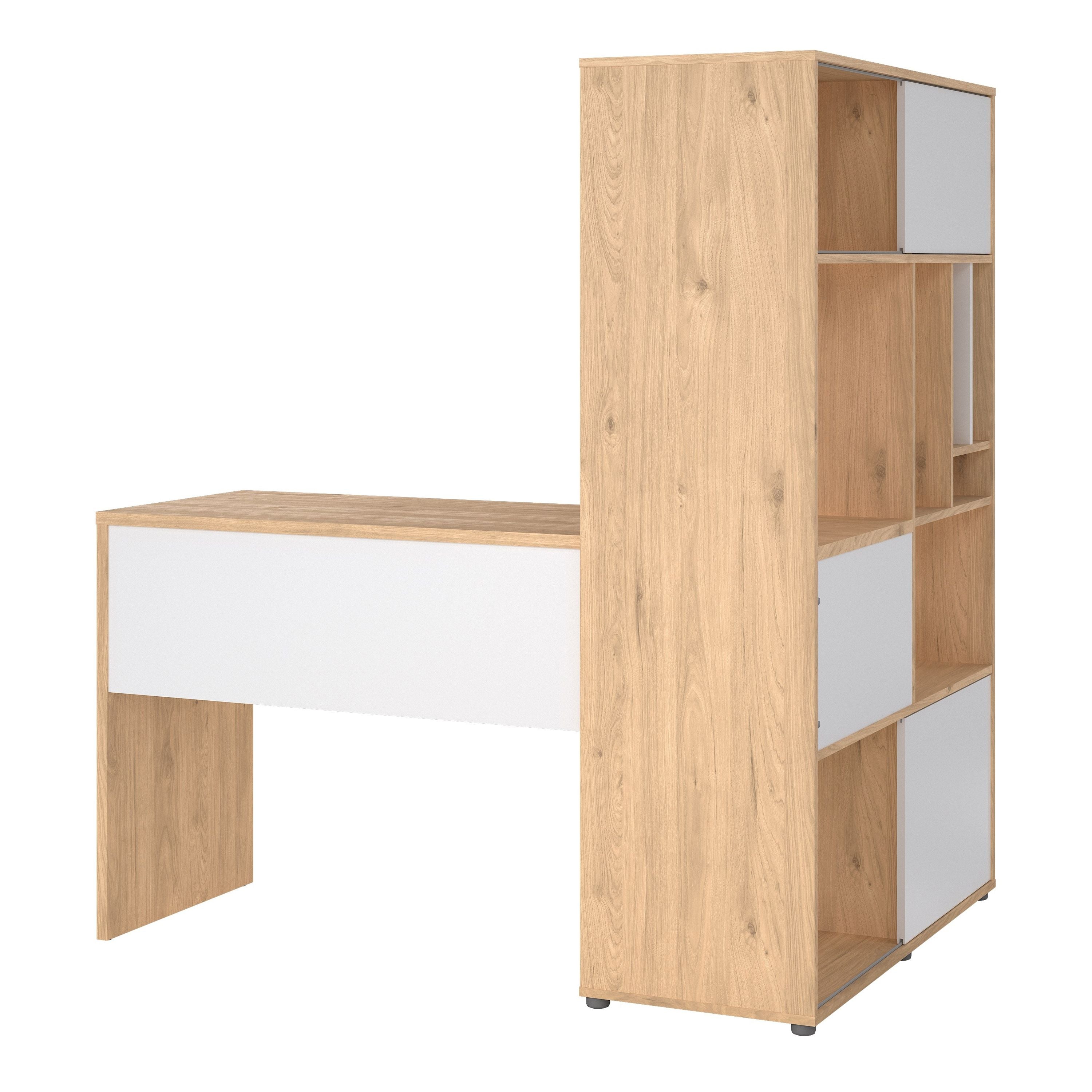 Function Plus Corner Desk With Bookcase Jackson Hickory/White - Price Crash Furniture