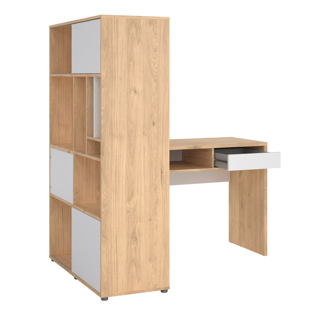 Function Plus Corner Desk With Bookcase Jackson Hickory/White - Price Crash Furniture