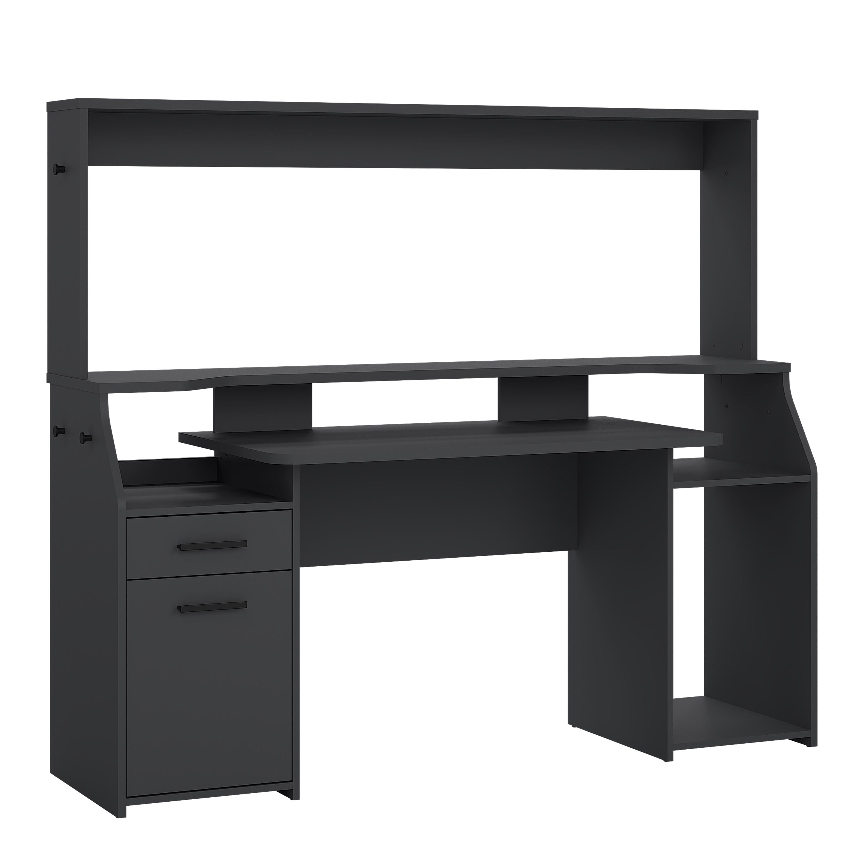 Function Plus Black Gaming Desk With 1 Door 1 Drawer - Price Crash Furniture