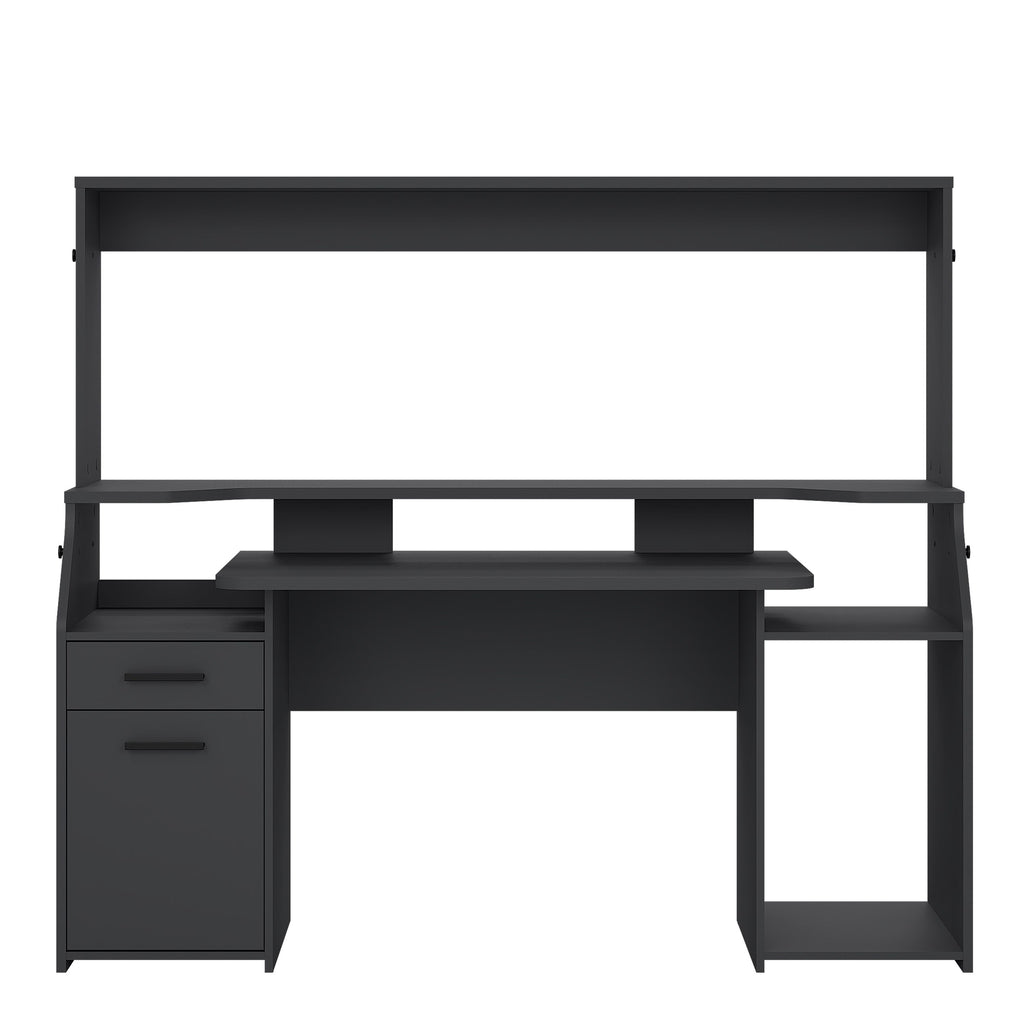 Function Plus Black Gaming Desk With 1 Door 1 Drawer - Price Crash Furniture