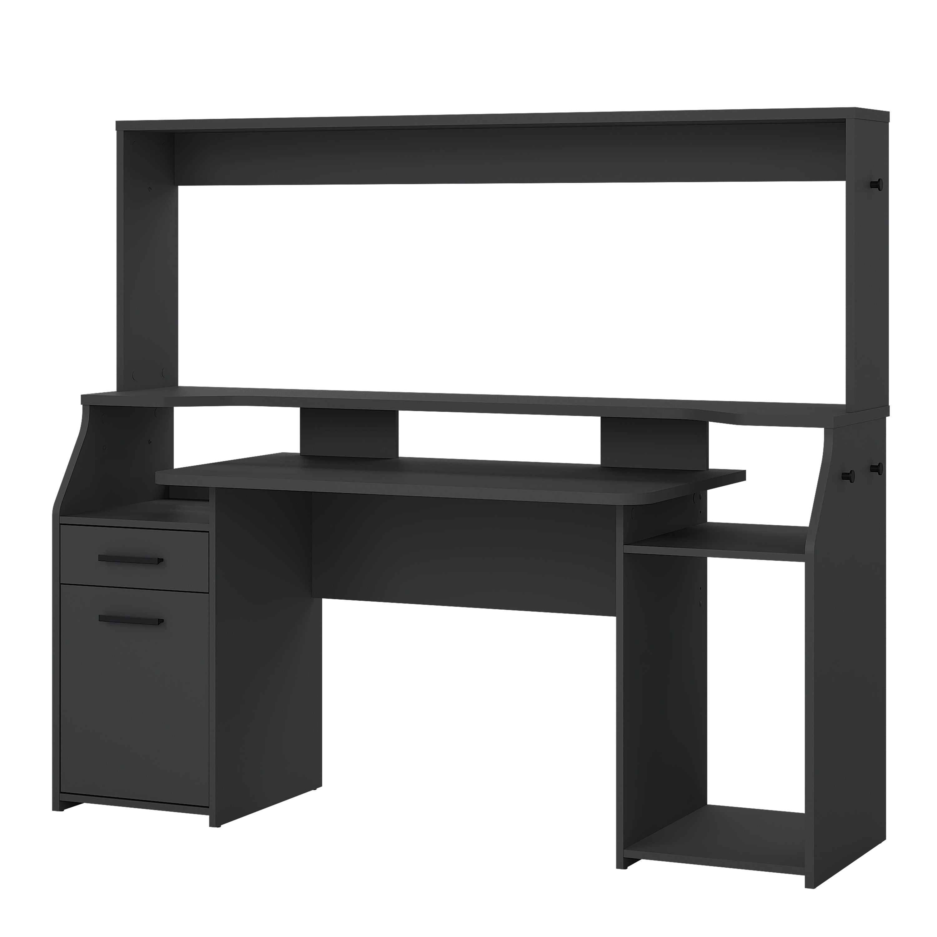 Function Plus Black Gaming Desk With 1 Door 1 Drawer - Price Crash Furniture