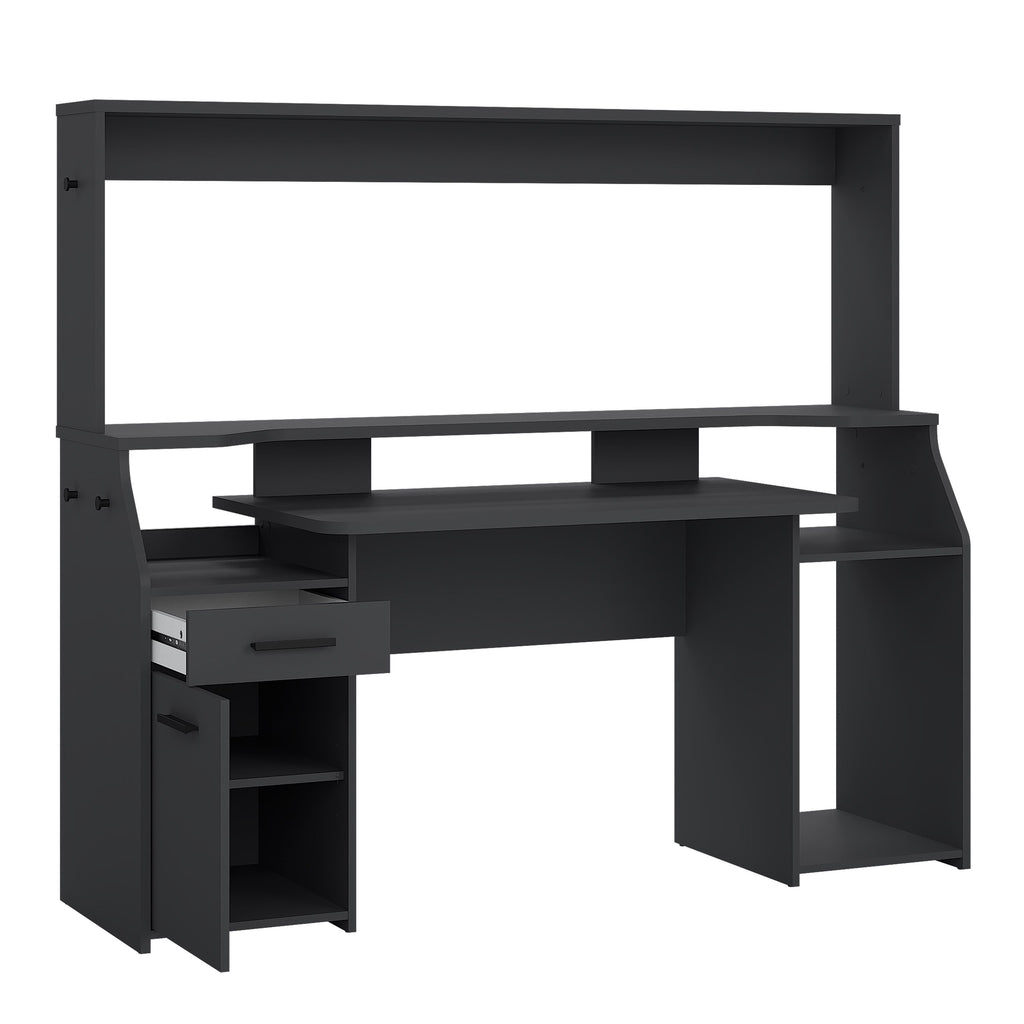 Function Plus Black Gaming Desk With 1 Door 1 Drawer - Price Crash Furniture