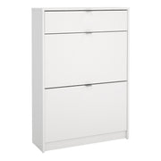 Shoe Cabinet 2 Flip Down Doors & 1 Drawer In White
