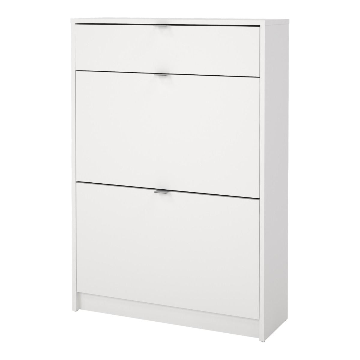Shoe Cabinet 2 Flip Down Doors & 1 Drawer In White