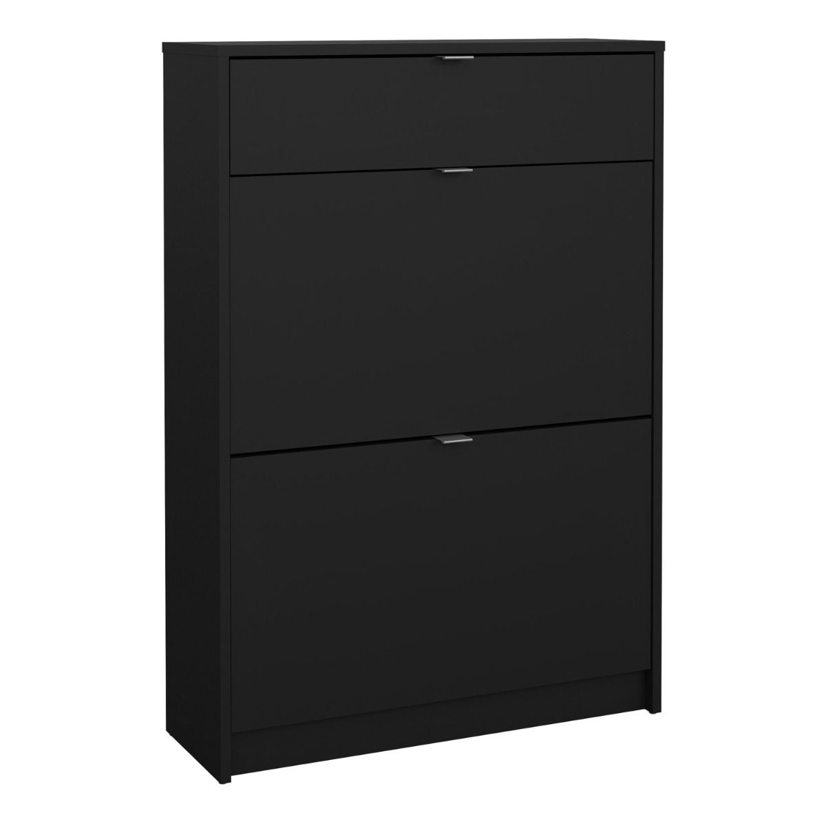 Shoes Shoe Cabinet 2 Flip Down Doors + 1 Drawer In Matt Black - Price Crash Furniture