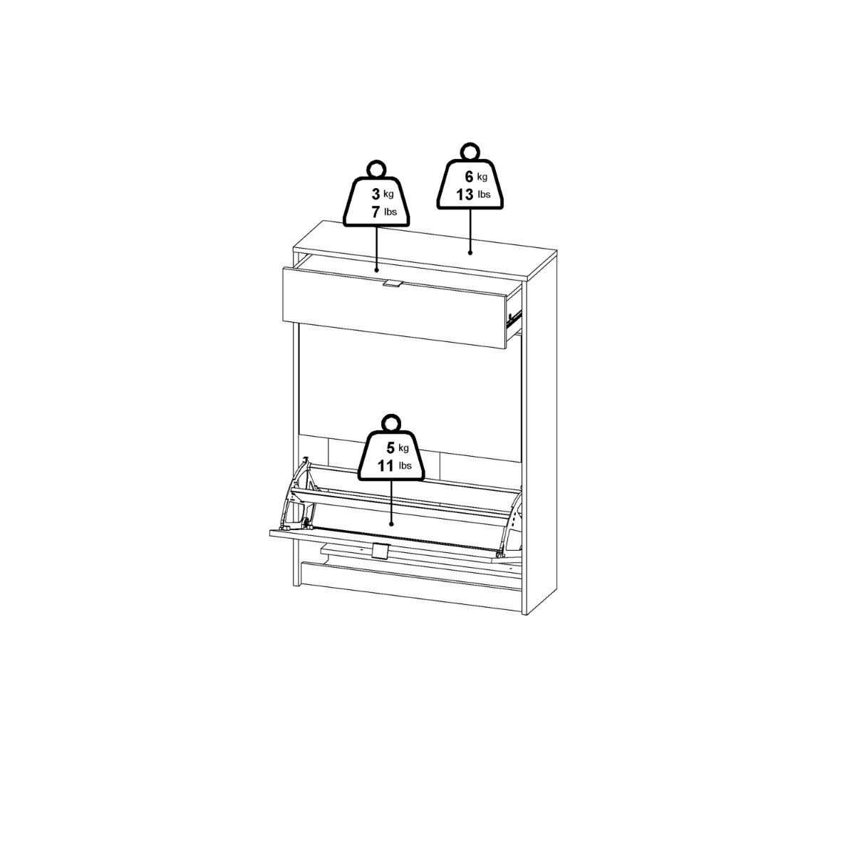 Shoes Shoe Cabinet 2 Flip Down Doors + 1 Drawer In Matt Black - Price Crash Furniture