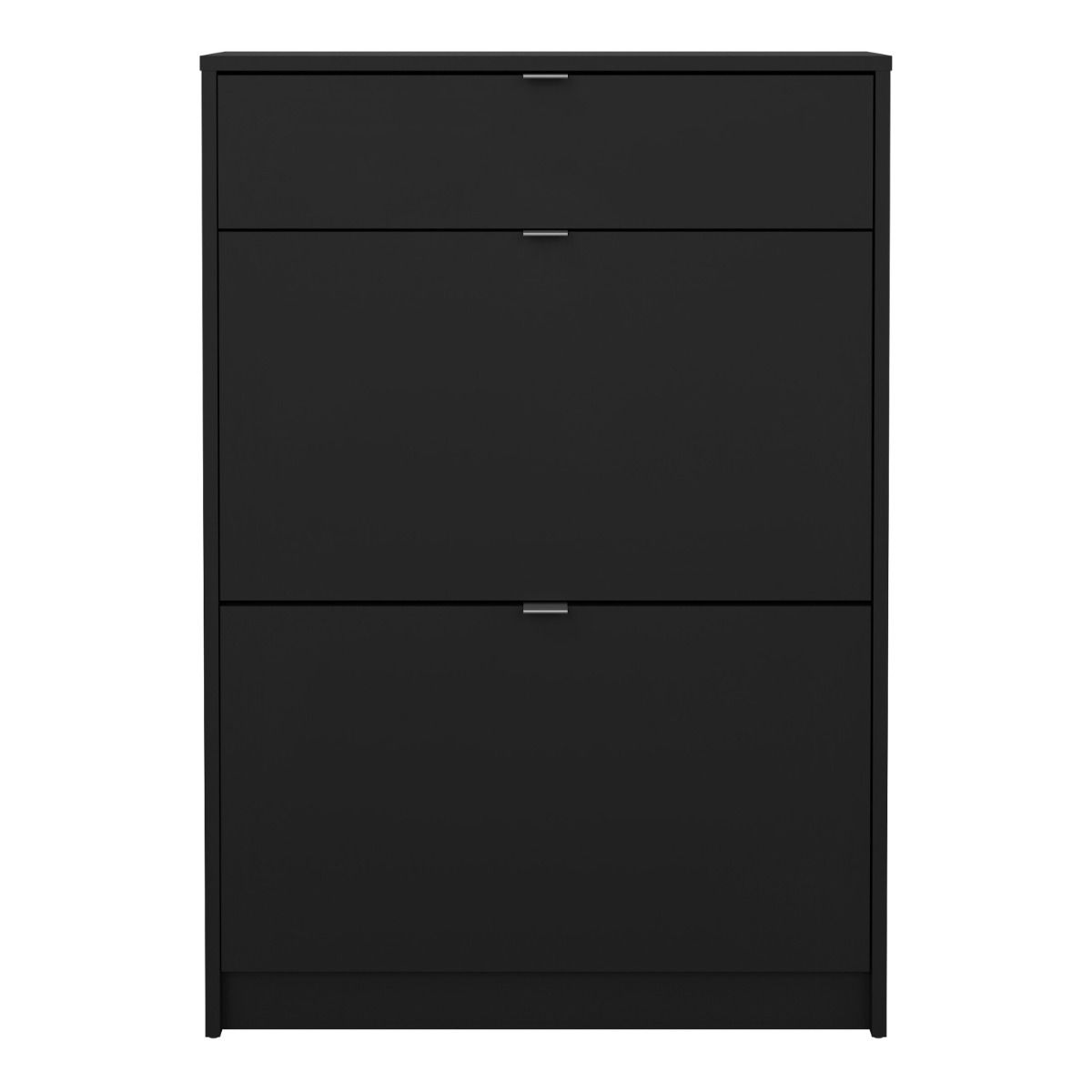 Shoes Shoe Cabinet 2 Flip Down Doors + 1 Drawer In Matt Black - Price Crash Furniture