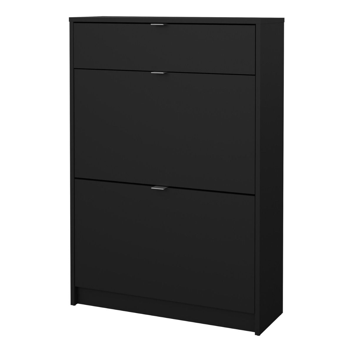 Shoes Shoe Cabinet 2 Flip Down Doors + 1 Drawer In Matt Black - Price Crash Furniture