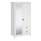 Barcelona Wardrobe With 1 Door 1 Mirror Door 2 Drawers In White - Price Crash Furniture