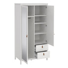 Barcelona Wardrobe With 1 Door 1 Mirror Door 2 Drawers In White - Price Crash Furniture