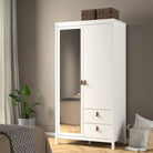 Barcelona Wardrobe With 1 Door 1 Mirror Door 2 Drawers In White - Price Crash Furniture