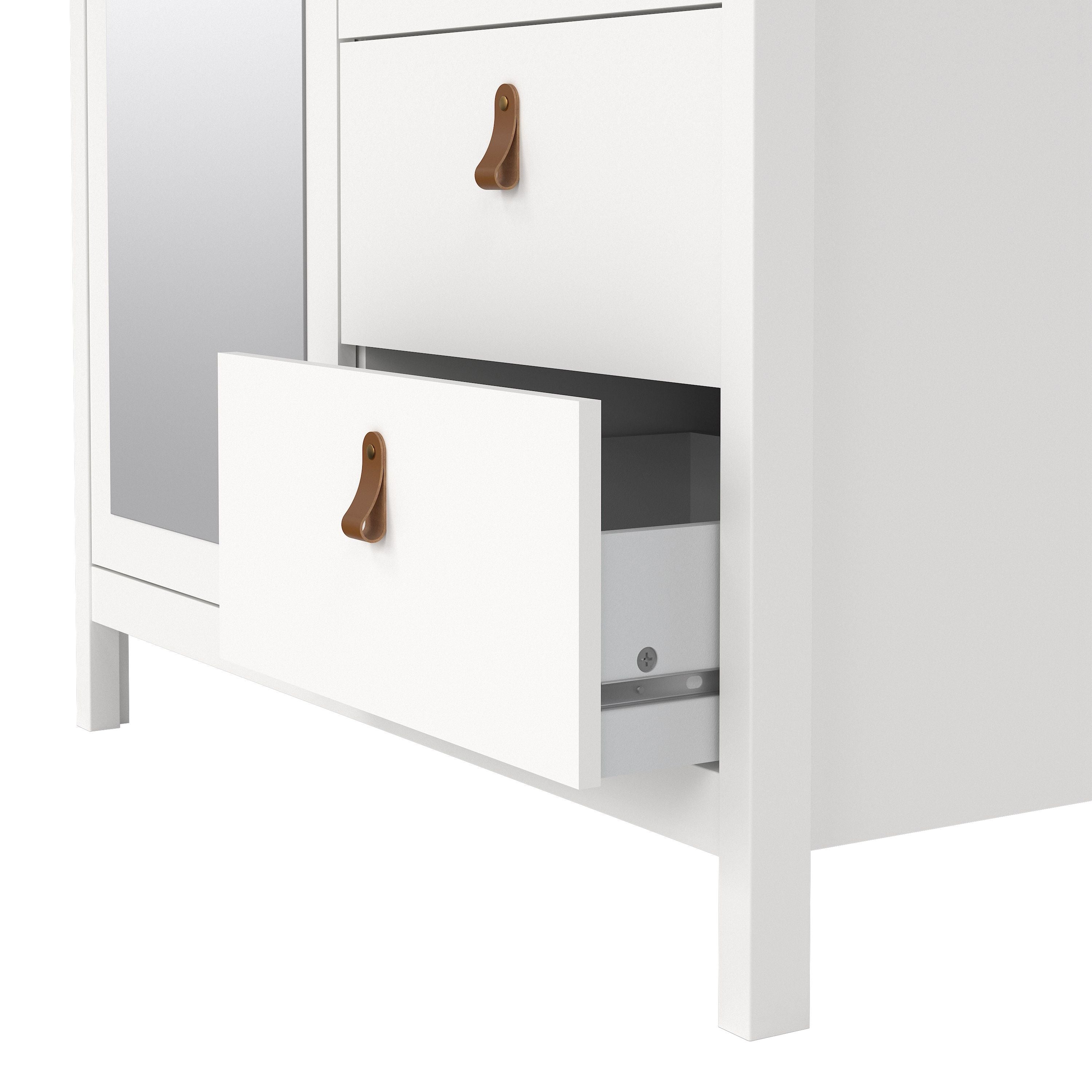 Barcelona Wardrobe With 1 Door 1 Mirror Door 2 Drawers In White - Price Crash Furniture