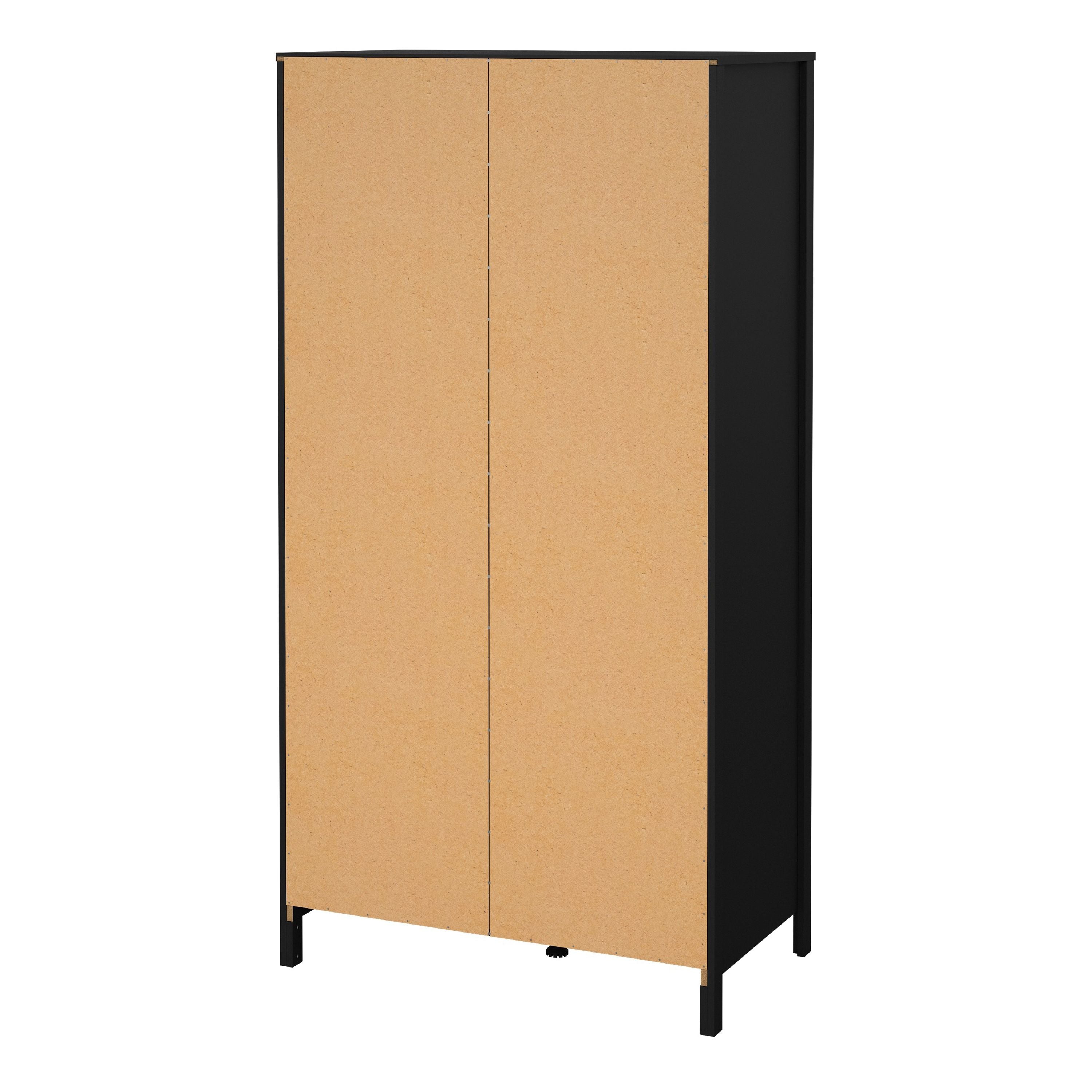 Barcelona Wardrobe With 1 Door 1 Mirror Door 2 Drawers In Matt Black - Price Crash Furniture