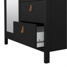 Barcelona Wardrobe With 1 Door 1 Mirror Door 2 Drawers In Matt Black - Price Crash Furniture