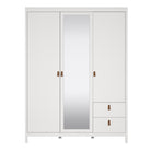 Barcelona Wardrobe With 2 Doors 1 Mirror Door 2 Drawers In White - Price Crash Furniture