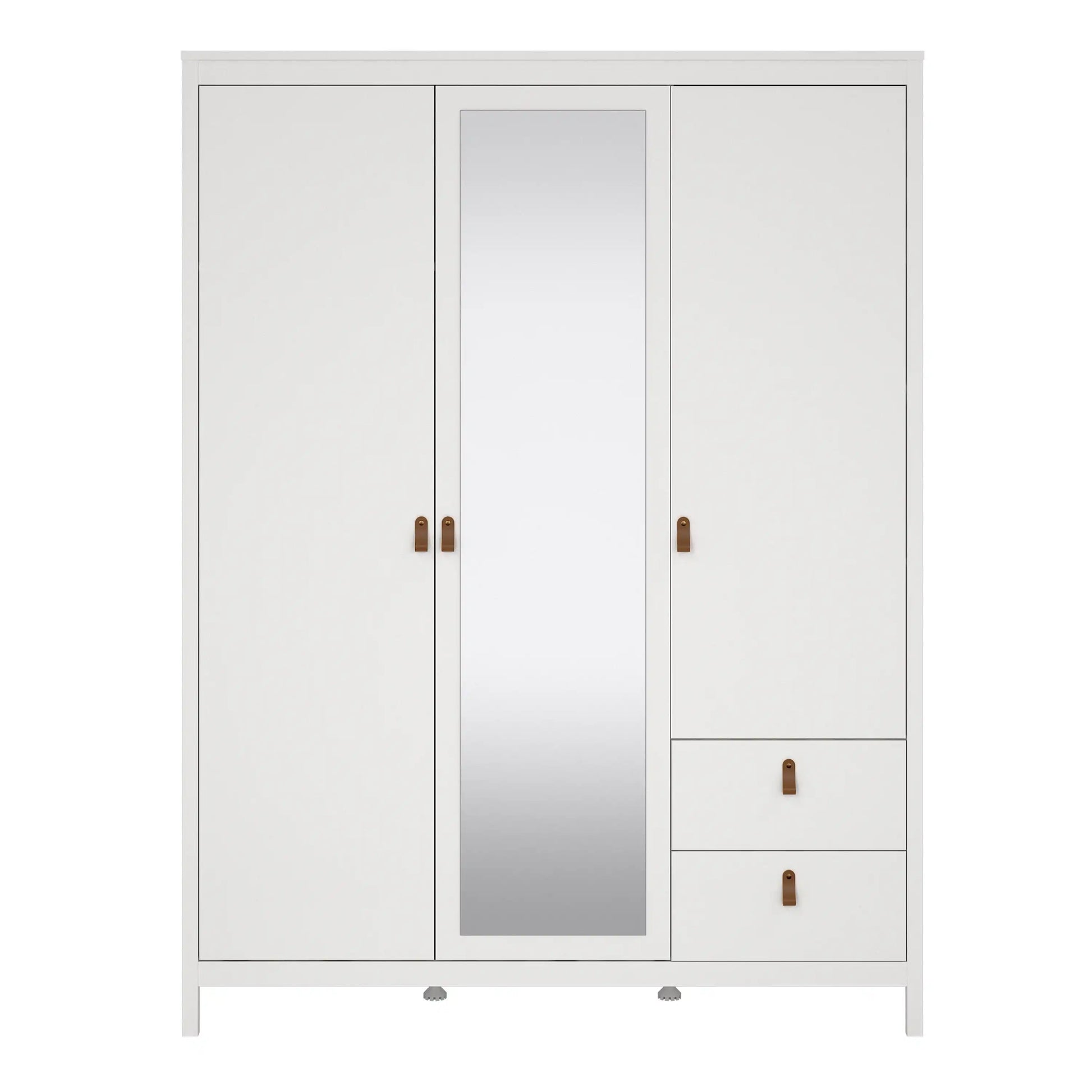 Barcelona Wardrobe With 2 Doors 1 Mirror Door 2 Drawers In White - Price Crash Furniture