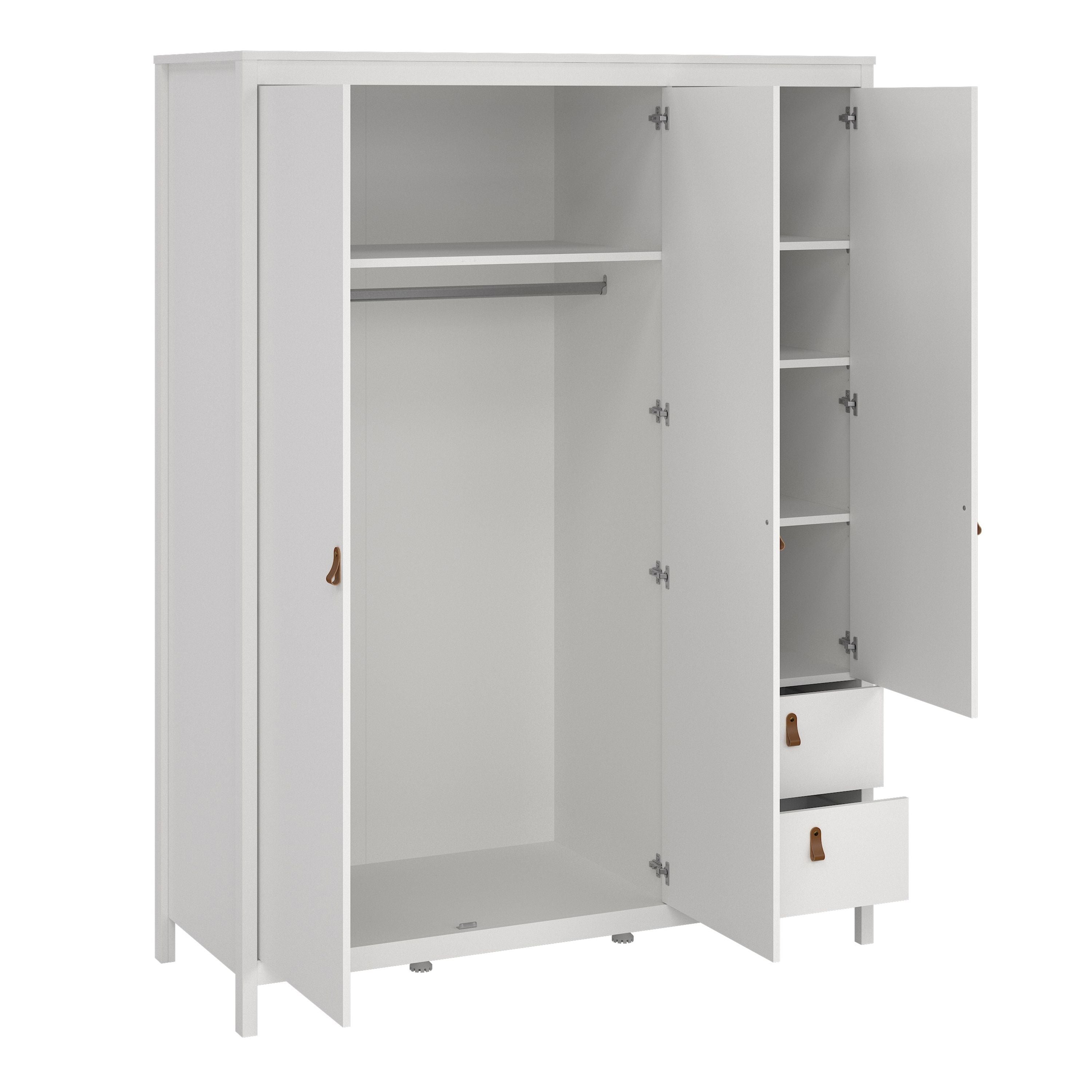 Barcelona Wardrobe With 2 Doors 1 Mirror Door 2 Drawers In White - Price Crash Furniture