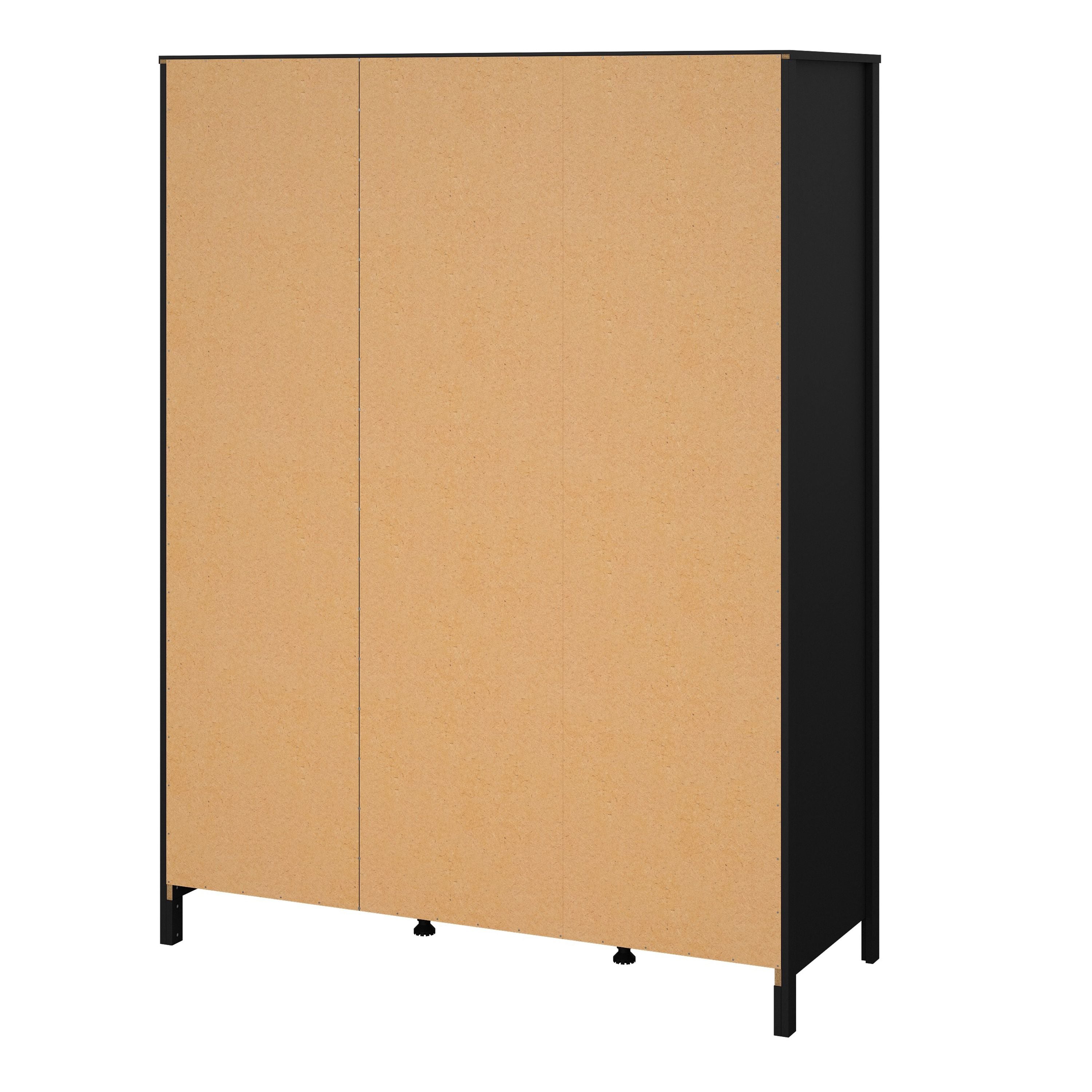 Barcelona Wardrobe With 2 Doors 1 Mirror Door 2 Drawers In Matt Black - Price Crash Furniture